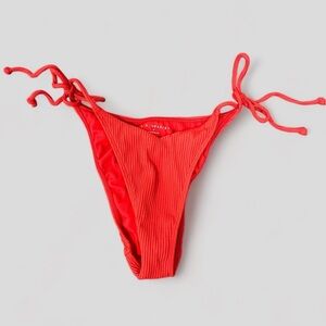 la hearts by pacsun side tie ribbed bikini bottoms in red